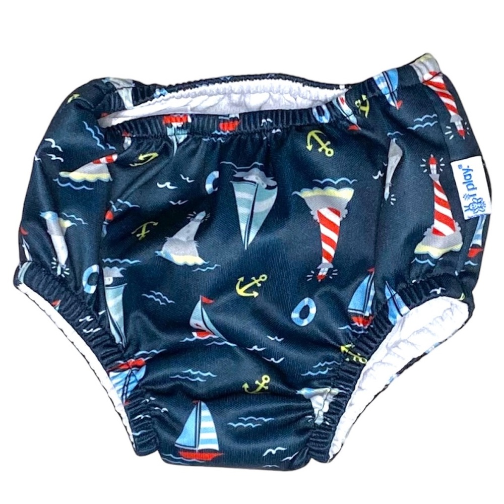 Iplay Reusable Swim Diaper Nautical Sailboat Lighthouse UPF 50+ Size 6M 10-18lbs